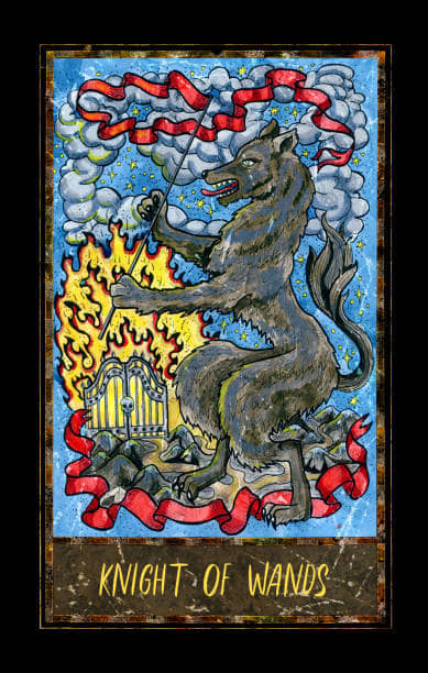 The Knight of Wands is passionate about their ideas. They're instinctive about what they need to do, and their focus cannot be shaken. They will find a way to prevail.