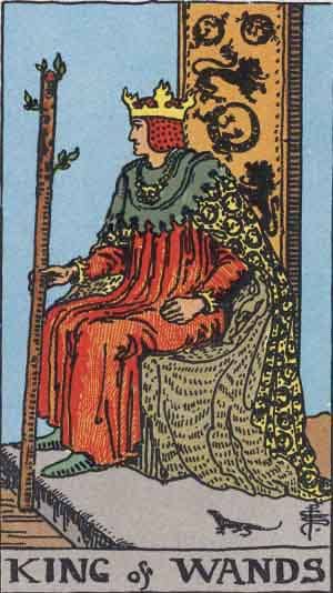 The crown weighs heavy on the head of the King of Wands. The throne can feel cold and detached. The scepter is a lightning rod of communication to the people.