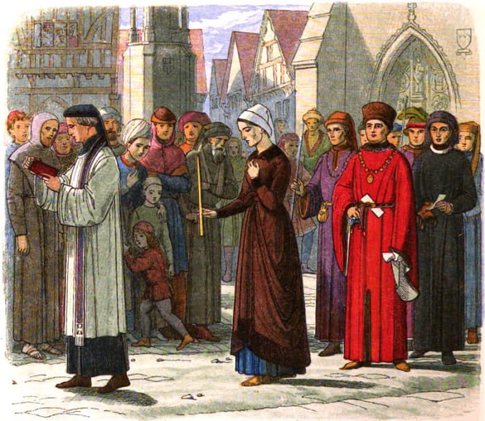 J.W.E. Doyle's 1864 depiction of Eleanor Cobham, Duchess of Gloucester's penance.