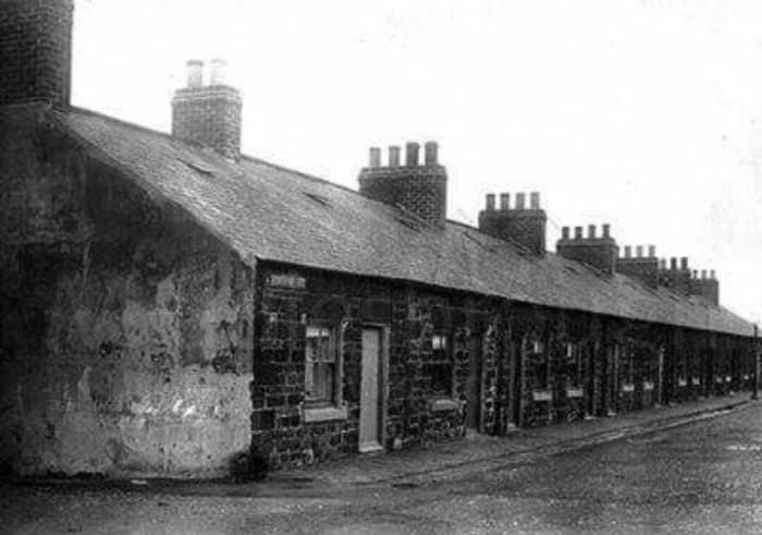 Cleveland Street in South Eston - these cottages have since been demolished. Another row of cottages on Old Row was built upwards