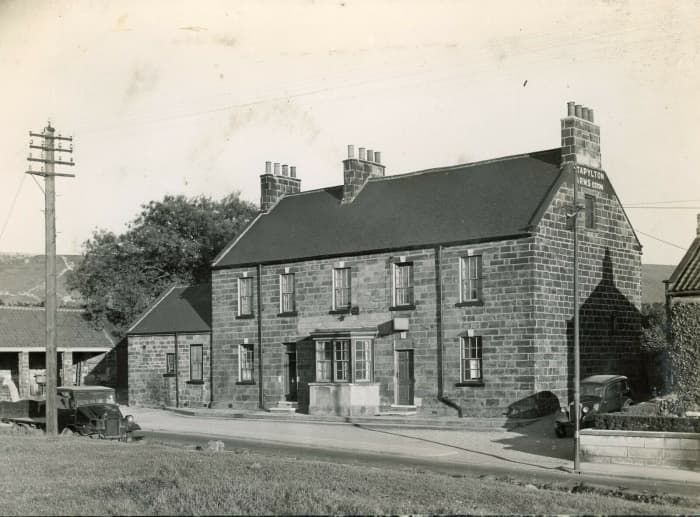 The 'Stapylton Arms' was originally a farm with a brewery, then became the 'Stapylton Inn' and finally 'Stapylton Arms' near the High Street/Church Lane crossroads