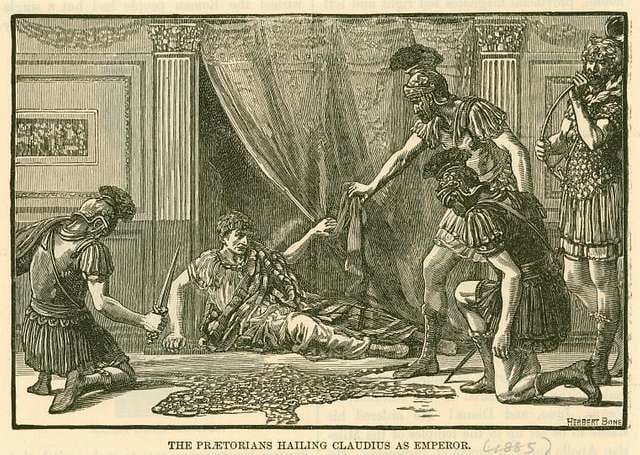 One example of the Praetorians turning into kingmakers was in 41 AD, Caligula succeeded in enraging enough men, his guard included to have himself murdered. His uncle Claudius hid,when the Praetorians found him they proclaimed him Emperor