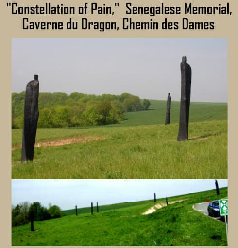 One of the most haunting monuments to the soldiers who fell at the Chemin des Dames, in this case Tirailleurs sénégalais