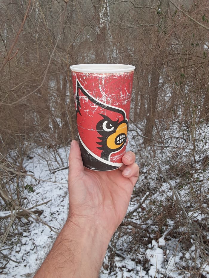The cup that held the fish fry trapped in my cooler. I released the fry into the creek down the hill behind my house, which inspired the poem, Fry in a Cup.