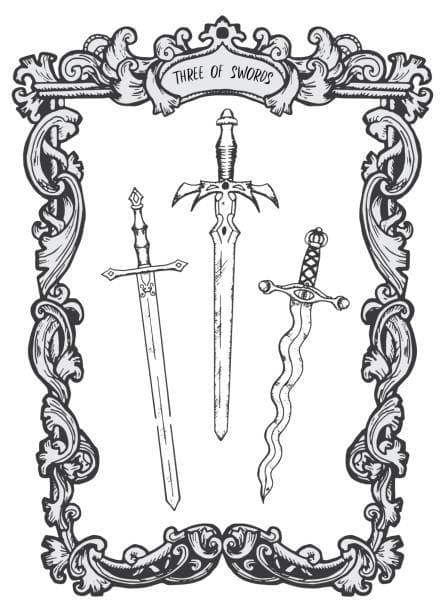 Consider the Three of Swords like three unified knights. Together they can take down a single opponent with way more ease than if they approached the battlefield divided.