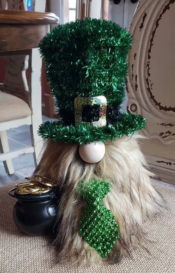 Gnome With Beaded Tie (Except for the fur, all of the supplies to make this came from the dollar store!)