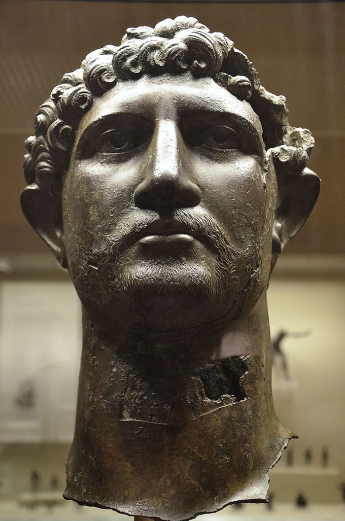Emperor Hadrian. This bronze bust was found in the River Thames and today it lives at the British Museum, London.