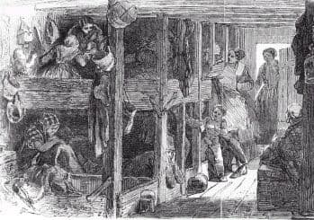 A sketch of the poor conditions endured by Irish women and children convicts who were transported to Australia
