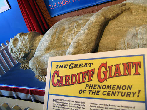 Cardiff Giant on display at the Farmer's Museum in Coopesrtown, NY. Originally posted at myweb.usf.edu