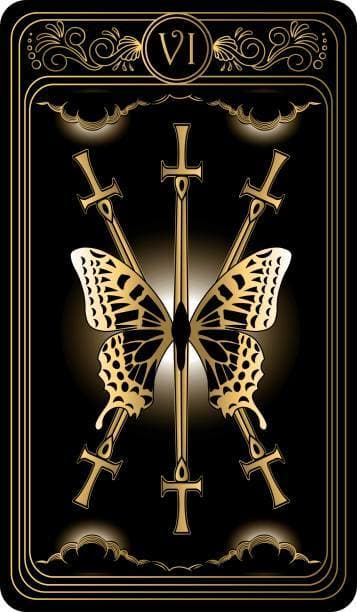 The butterfly is a symbol of metamorphosis. The Six of Swords is about inevitable change and transitions. It is time for you to allow your chrysalis.