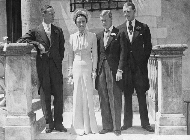 The former king marries Wally Simpson is a very small wedding with no members of the royal family present