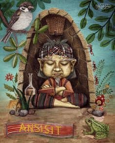 The Ansisit of Ilokano folklore is very similar to a Nuno. They prefer farmers to use traditional methods of farming over modern machinery for fear of destroying his mound home. Illustration by Michelle Carlos