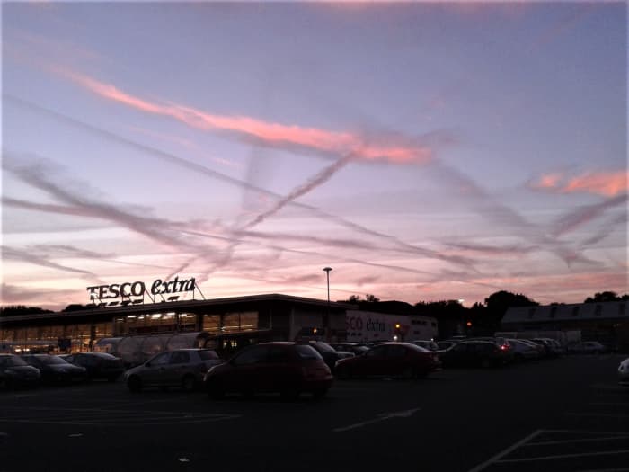 A Romantic View Across the Carpark of Tescos in Colney Hatch Lane, North London - A Startling Sunset.