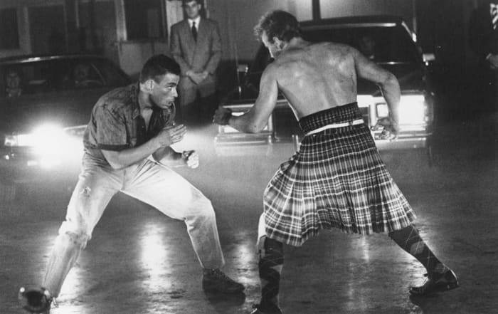 As you'd expect from a film that feels like a video game, Van Damme is thrown up against a number of foes with a unique selling point. Not much but it's something...