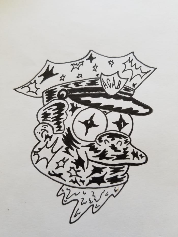 Learn to draw Bootleg Chief Wiggum by following the steps below. Overall is the best nostalgic design template you could use to create for any gift card, signed letter, or fanzine with your friends. Emphasize with slime marks to give it a unique feel