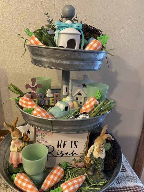 45+ Super Adorable Easter Tiered Tray Ideas that will have you Hopping