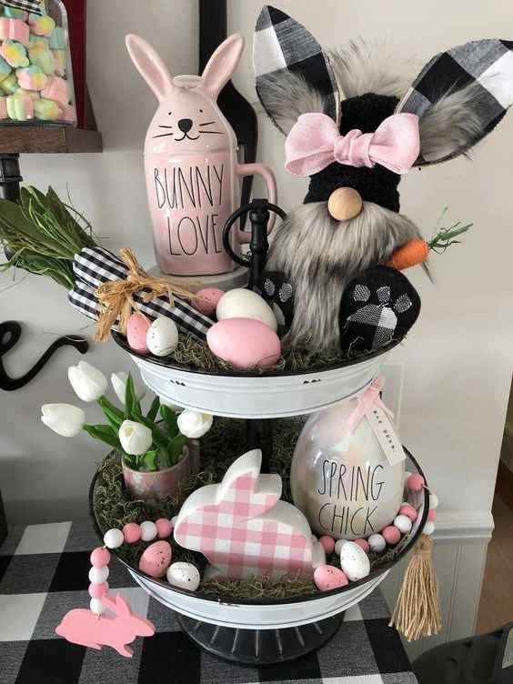 45+ Super Adorable Easter Tiered Tray Ideas that will have you Hopping