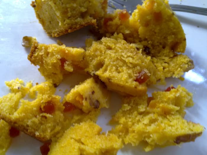 crumbs of walnuts, pumpkins and cherries...Simply delicious!