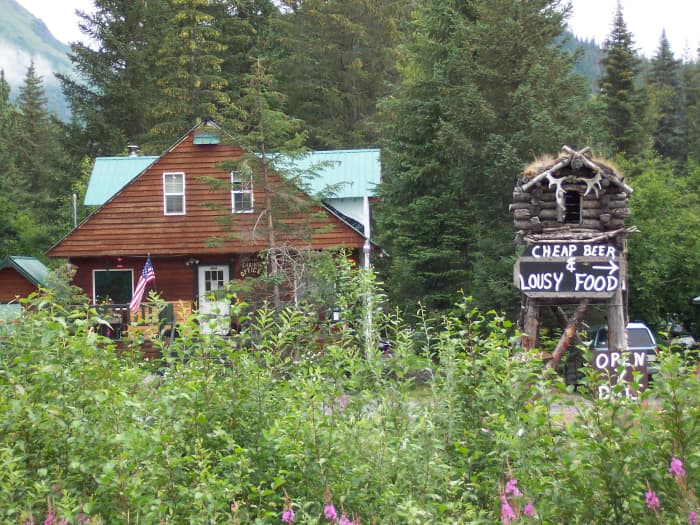 Who says advertising is everything? This is probably the watering hole where "Mother Grizzly" hangs out with her hunting buddies.