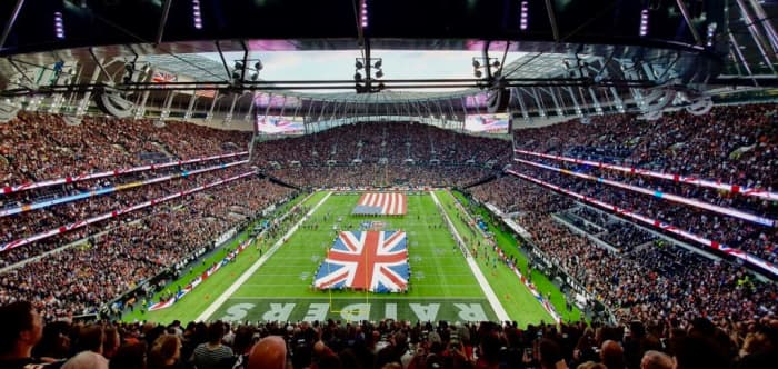 Another sell-out UK NFL crowd, this time at the new Tottenham Hotspur Stadium. The stadium contains provision for the NFL with a field that can be brought in and out of the arena on a state of the art hydraulic system