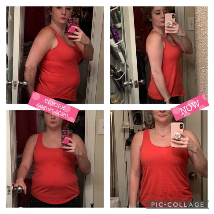 This is a picture of me 6 months before I began losing weight and then 6 months after. I have not been under 130 in probably 15 years but I am now. Sadly I tend to gain most of my weight in my stomach, then face and hips.