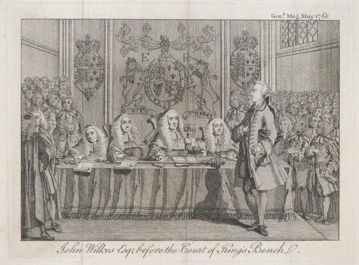 "John Wilkes Esq; before the Court of King's Bench" from The Gentleman's Magazine, 1768.