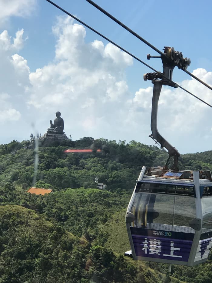 My efforts were rewarded by the scenery. Despite the fact that the cable car was moving, it was wonderful to be away from the rush and bustle of Hong Kong.