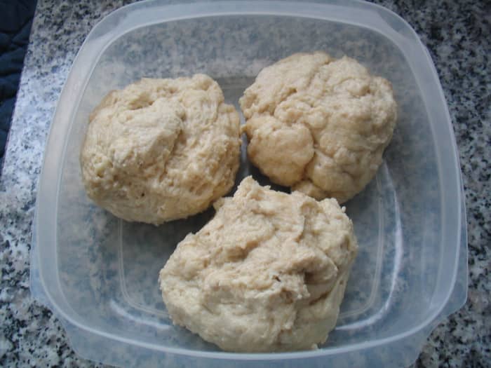 Divide the dough into 3 sections. Refrigerate for 3 hours. More or less than 3 hours is fine, as long as the dough is adequately chilled.