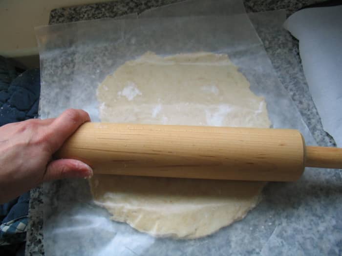 After dough is chilled, take out one of the sections and roll it out to approximately 1/8-inch thick.