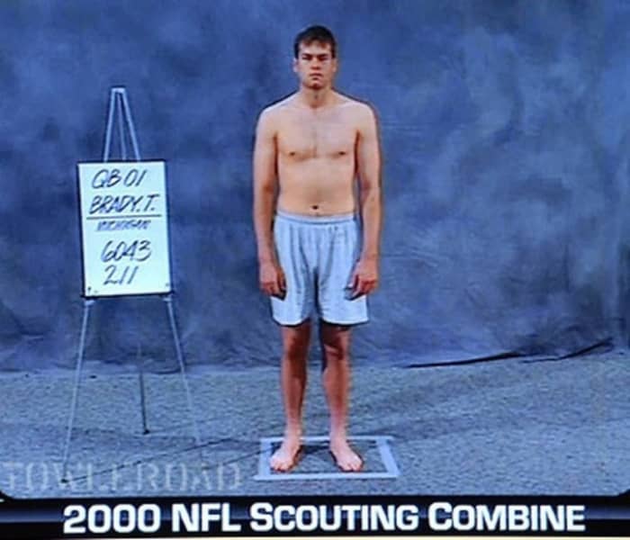 Brady at the combine. Does he look like an NFL QB? I don't think I'd pick him for my company softball team.