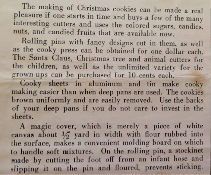 Information on the page regarding Christmas cookies in this Wisconsin Electric Power Company booklet