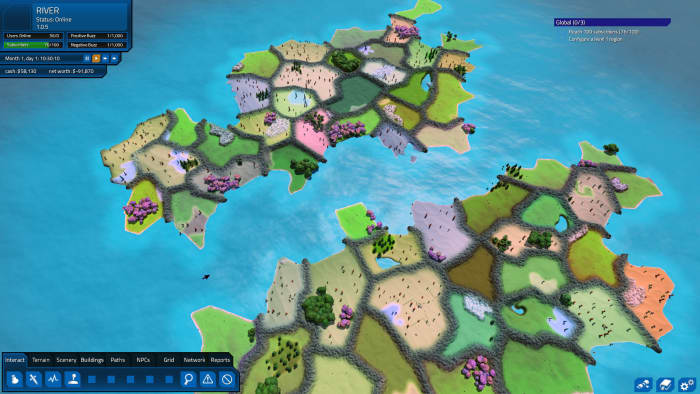 The "world map" of your MMO, it's customizable so you can raise or lower land before you even start creating your game.