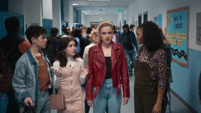 After being attacked by The Butcher, Josh (Misha Osherovich) Ryler (Melissa Collazo) and Nyla (Celeste O'Connor- far right) are amazed at Millie's (Kathryn Newton) transformation.