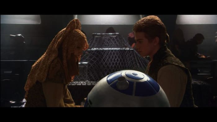 First real conversation they had. Whereas she asks him if Jedi are supposed to love, and he answers with "I would say that Jedi are encouraged to love".