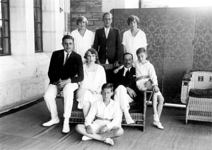 The Spanish Royal Family: King Alfonso XIII, Queen Victoria Eugenie (Ena) and their children.