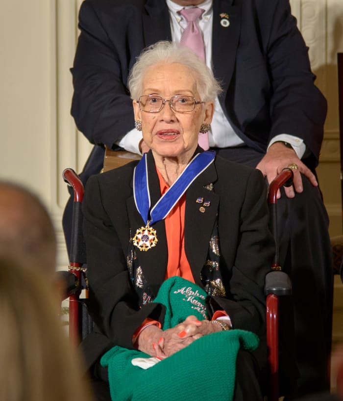 Cold War Era NASA mathematician (calculator) Katherine Johnson received President Barack Obama's Presidential Medal of Freedom in 2015.