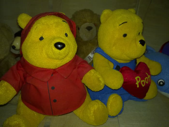Nice to hug Winnie the Pooh bears, my son loves to play fighting games with the bears