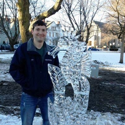 Joe DiMartino, winner of the Franklin on Ice 2013 ice carving competition, is a nephew of owner Ernie DiMartino.