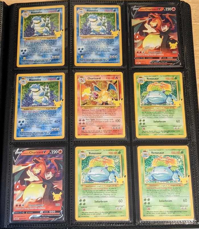 Charizard - Blastoise - Venusaur - Celebrations 25th Anniversary Collection Cards - Original Base Set Reprints
