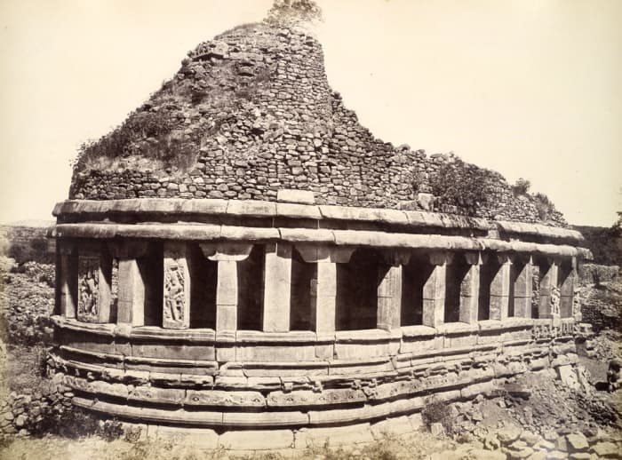 From the source, Photograph of the Durga Temple at Aihole, in the Bijapur District of Northern Karnataka, taken by Thomas Biggs 1855.