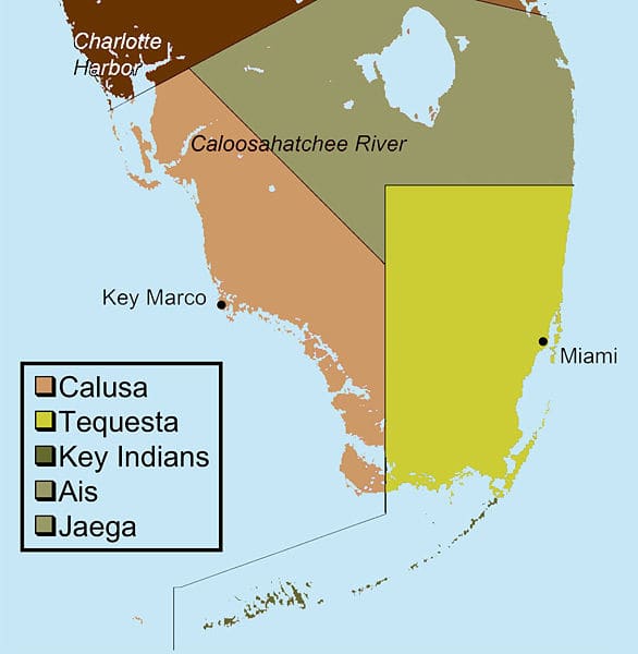 Everglades Region from 1513 to 1743 (public domain). Researched by Griffin, John (2002): "Archaeology of the Everglades."