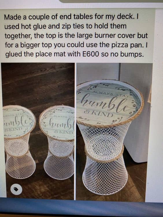 This is another idea for those wire baskets—with two of the larger ones, you can actually make an end table!