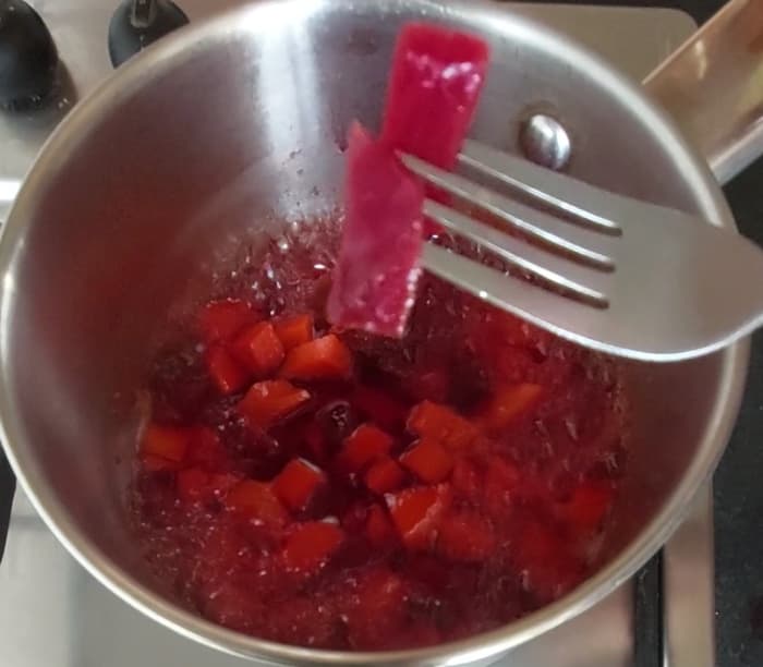 After the vegetables are well-cooked, switch off the flame and let the mixture cool down completely (vegetables should be fork-tender; do not overcook).