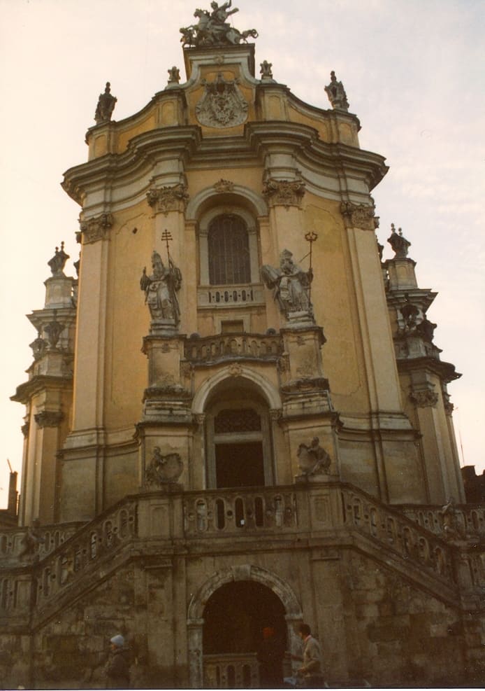 The beautiful facade of St. George's Cathedral, the long-time seat of the Ukrainian Greco-Catholic Church. January 1998.