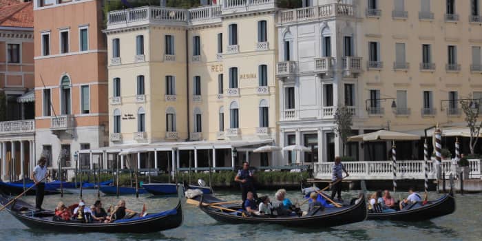 The Westin Europa and Regina Hotel, one of many 5 star hotels, is on the left bank of the Grand Canal, just past La Salute - a prime site for scenic views of the city and the lagoon