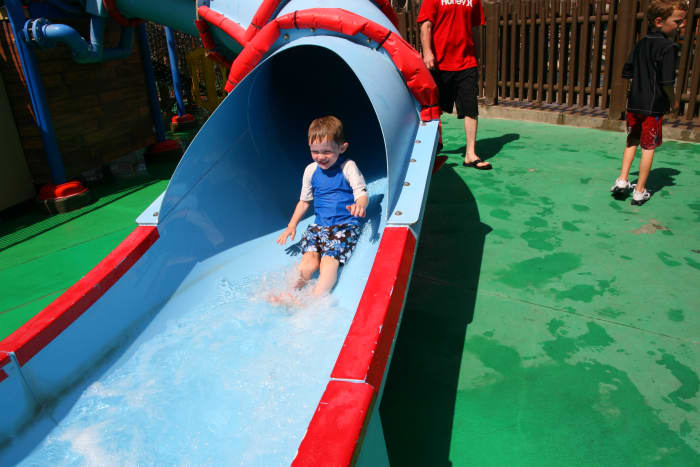 Only have one day? Skip the water park and its extra admission. The Pirate Shores area of the main theme park has a large water playground.