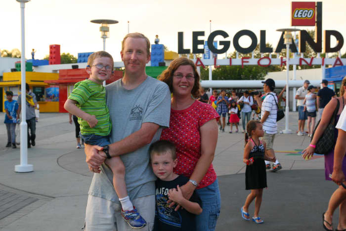 The author with her family at the Legoland theme park in California.