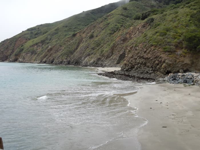 Some of the coves with small beaches. Picture taken from Harford Pier at Port San Luis