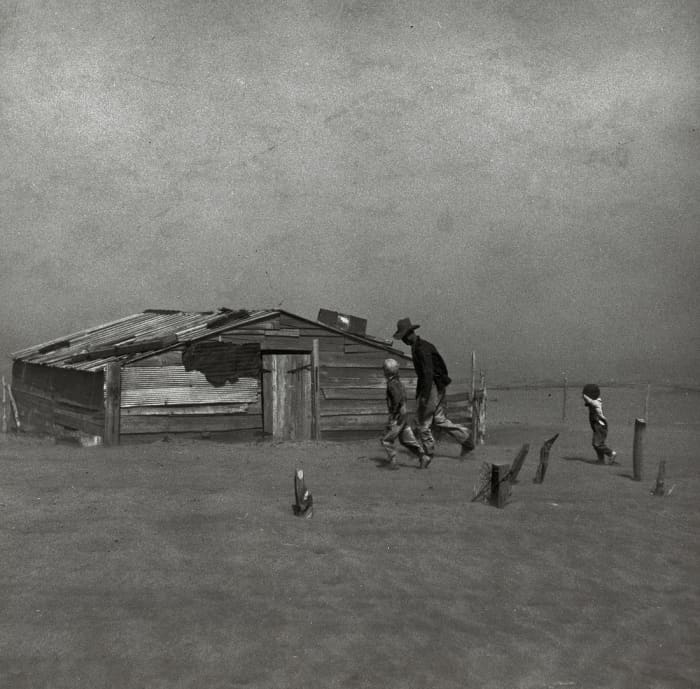 A dust storm in Cimarron County, Oklahoma - one of the hardest hits area during the Great Depression