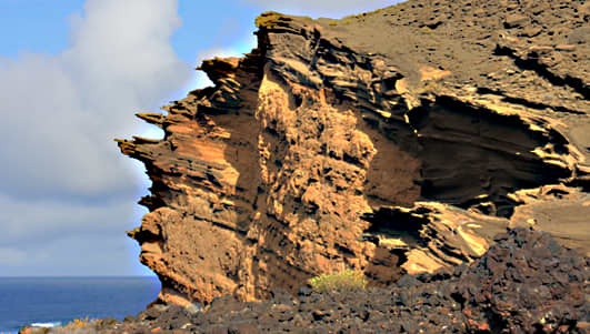 Where there are no beaches, the sea scapes may be dramatic and beautiful, such as this sea cliff on the west coast